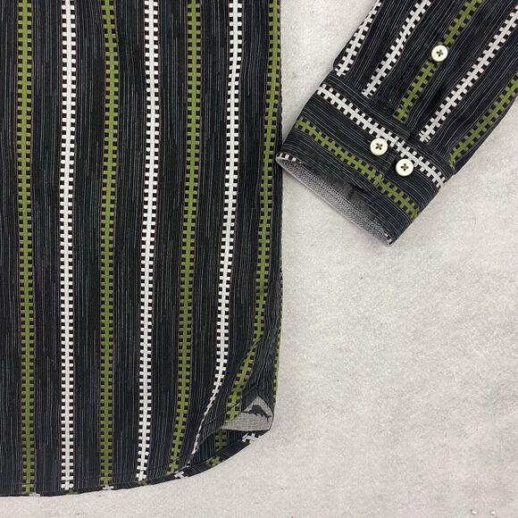 Tommy Bahama Shirt Mens Large Green Long Sleeve Striped Button Up Casual Cotton - Picture 10 of 13